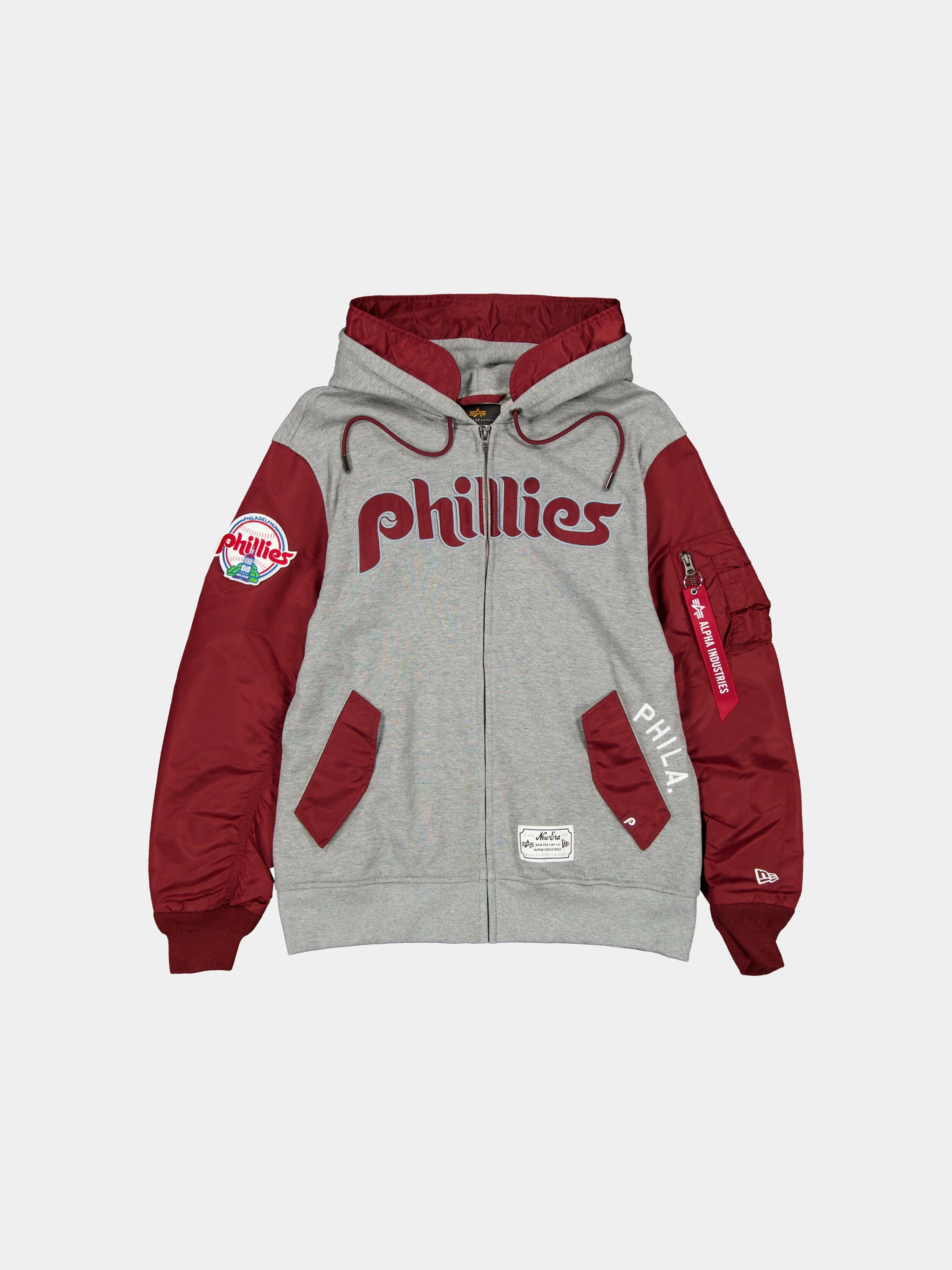 PHILADELPHIA PHILLIES X ALPHA X NEW ERA MA-1 ZIP UP HOODIE
