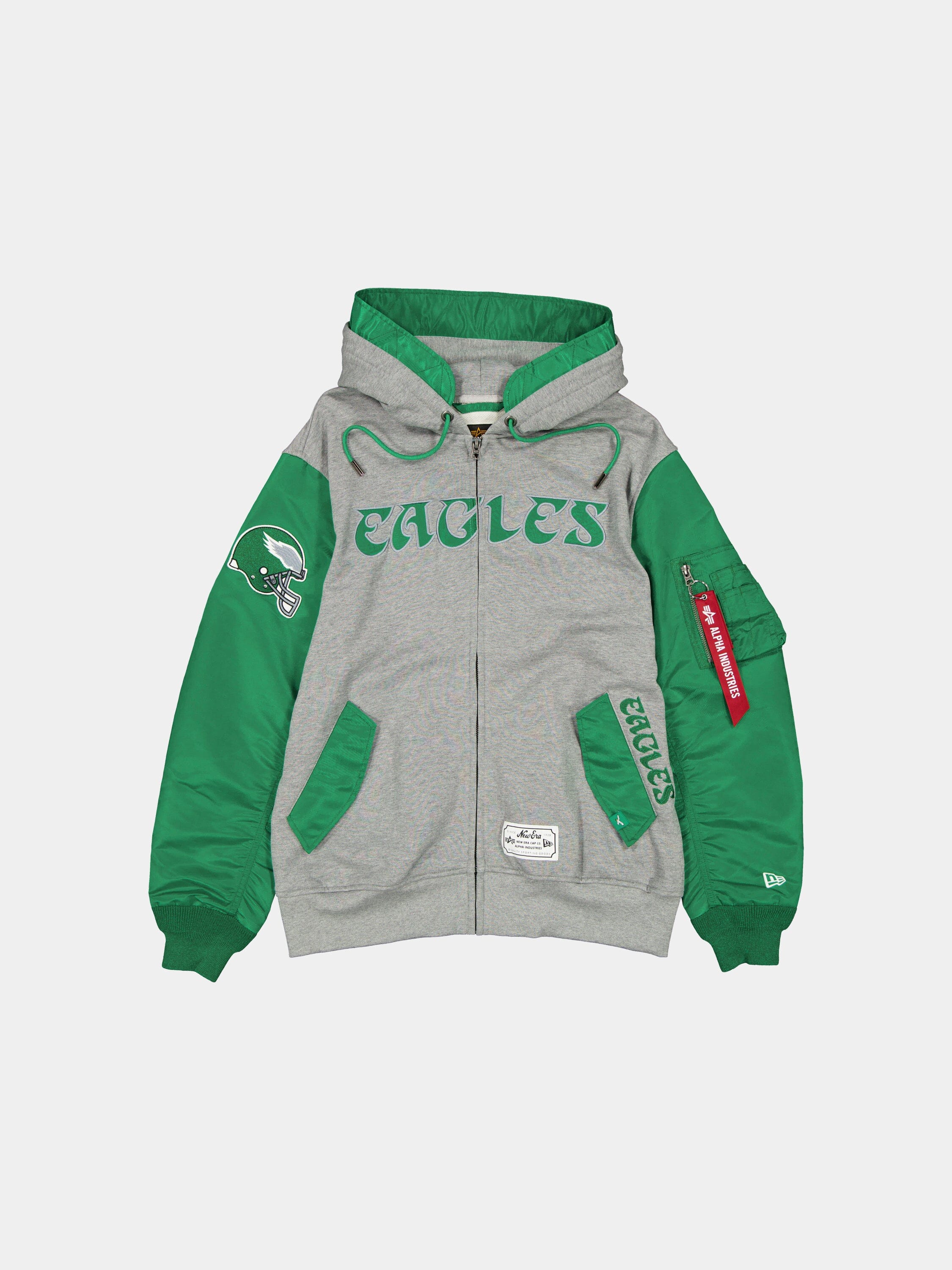 PHILADELPHIA EAGLES X ALPHA X NEW ERA MA-1 ZIP UP HOODIE