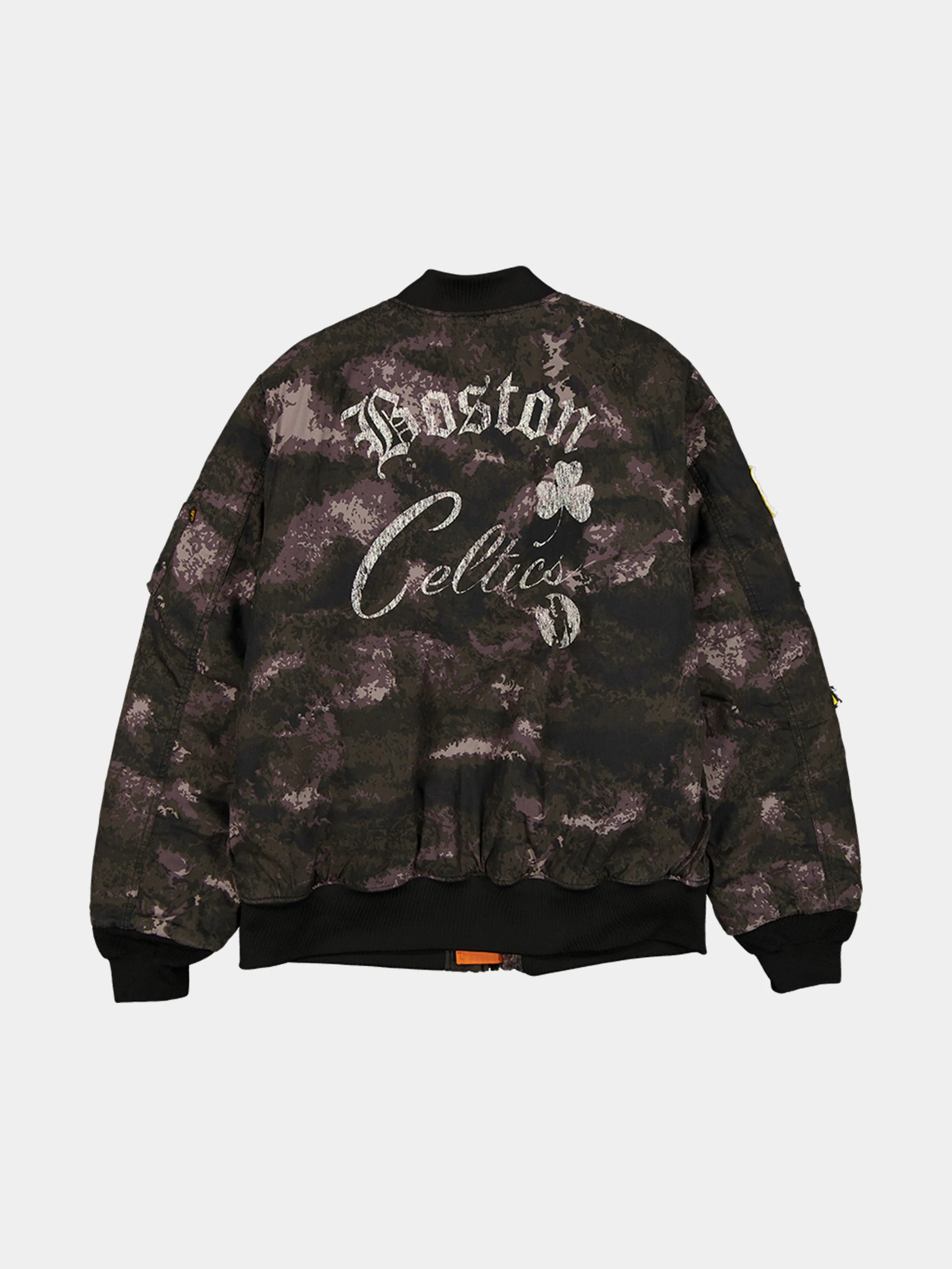 BOSTON CELTICS X ALPHA X NEW ERA MA-1 BOMBER JACKET (BLACK CAMO) - Image 2