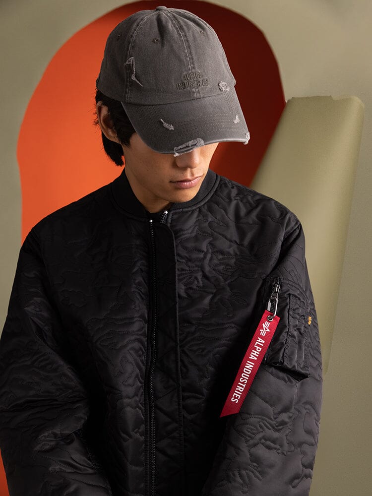 CAMO QUILTED MA-1 BOMBER JACKET BLACK - Image 2