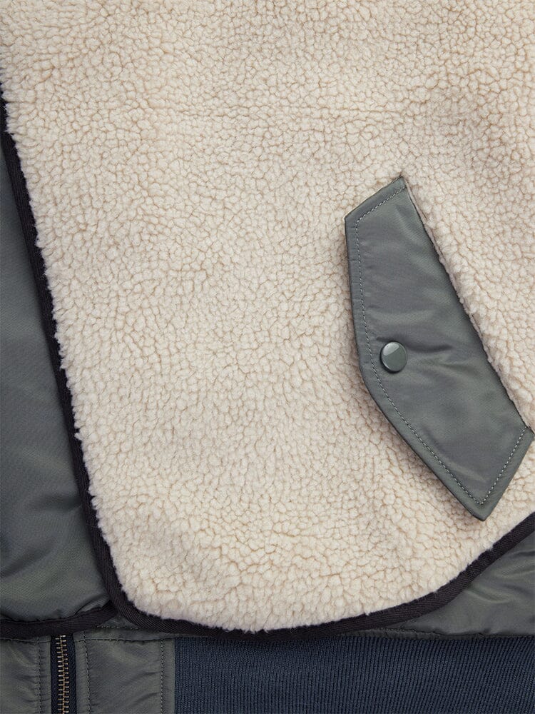 WOMEN'S B-15 SHERPA HYBRID BOMBER JACKET (FIELD GRAY) - Image 6