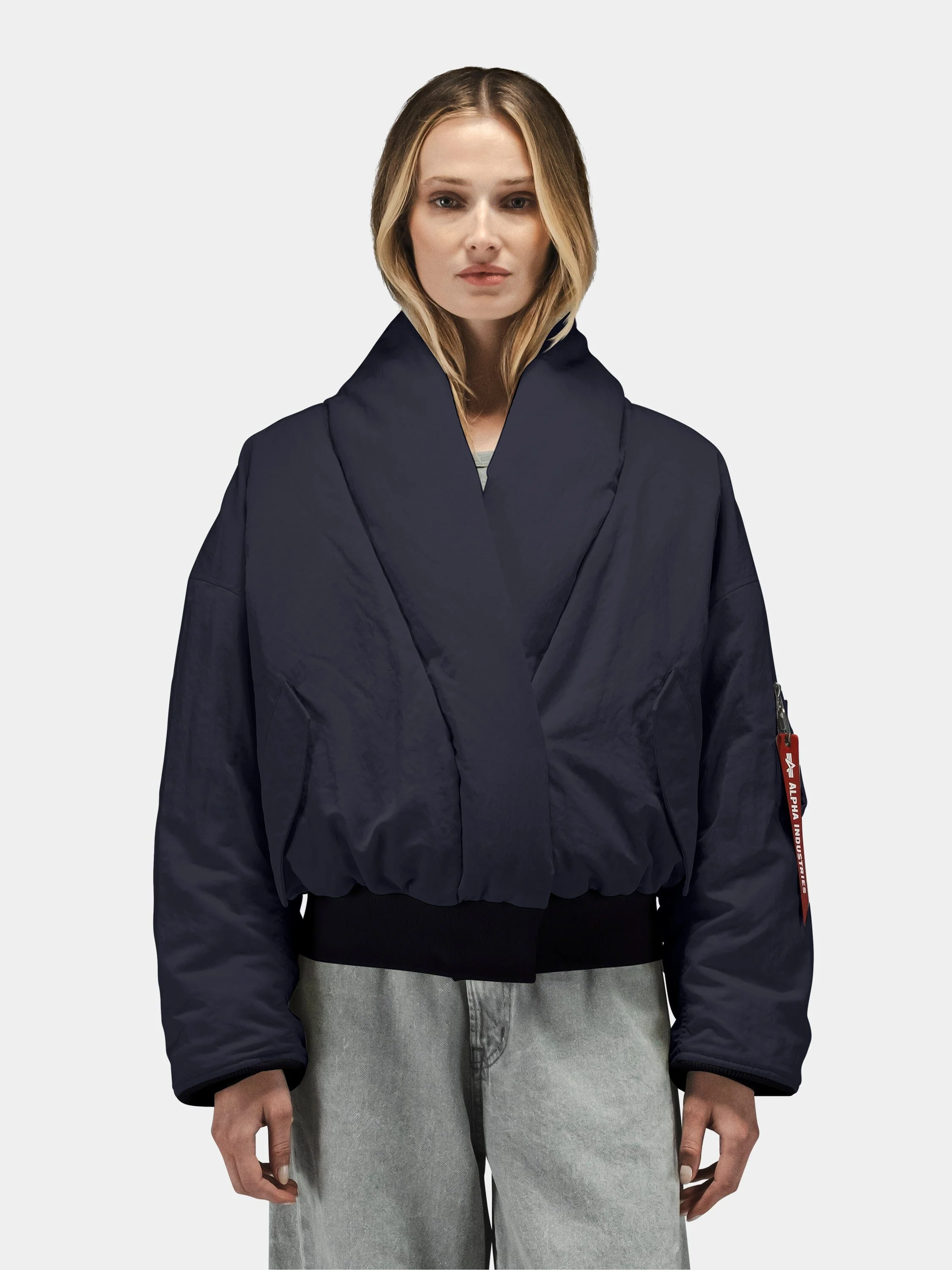 SHAWL COLLAR BOMBER JACKET WOMENS - Image 2