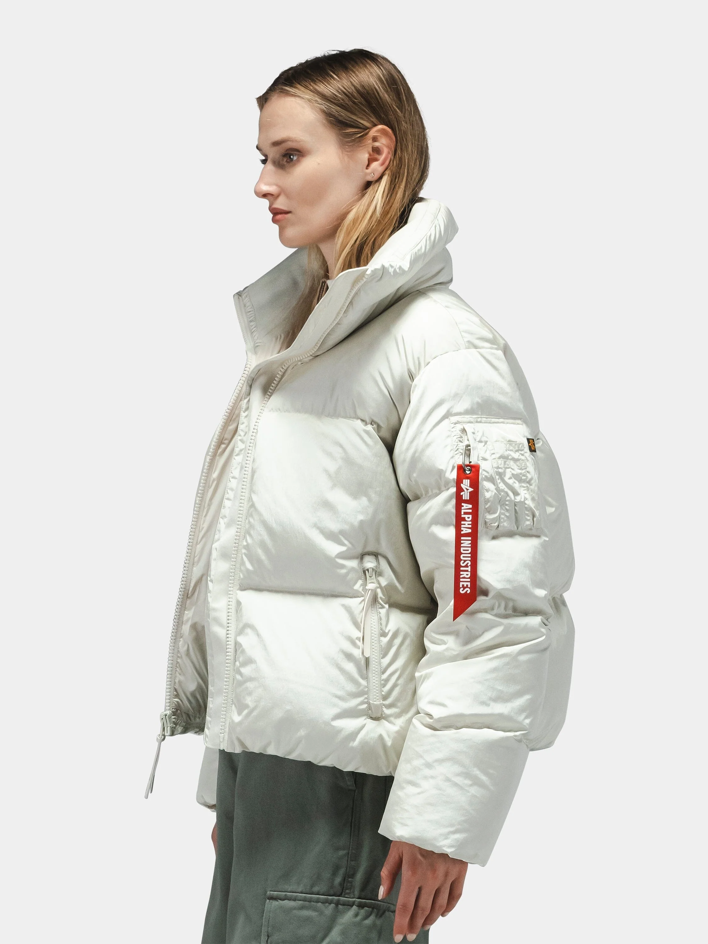 SIERRA SHORT PUFFER PARKA WOMENS (DUNE WHITE) - Image 3